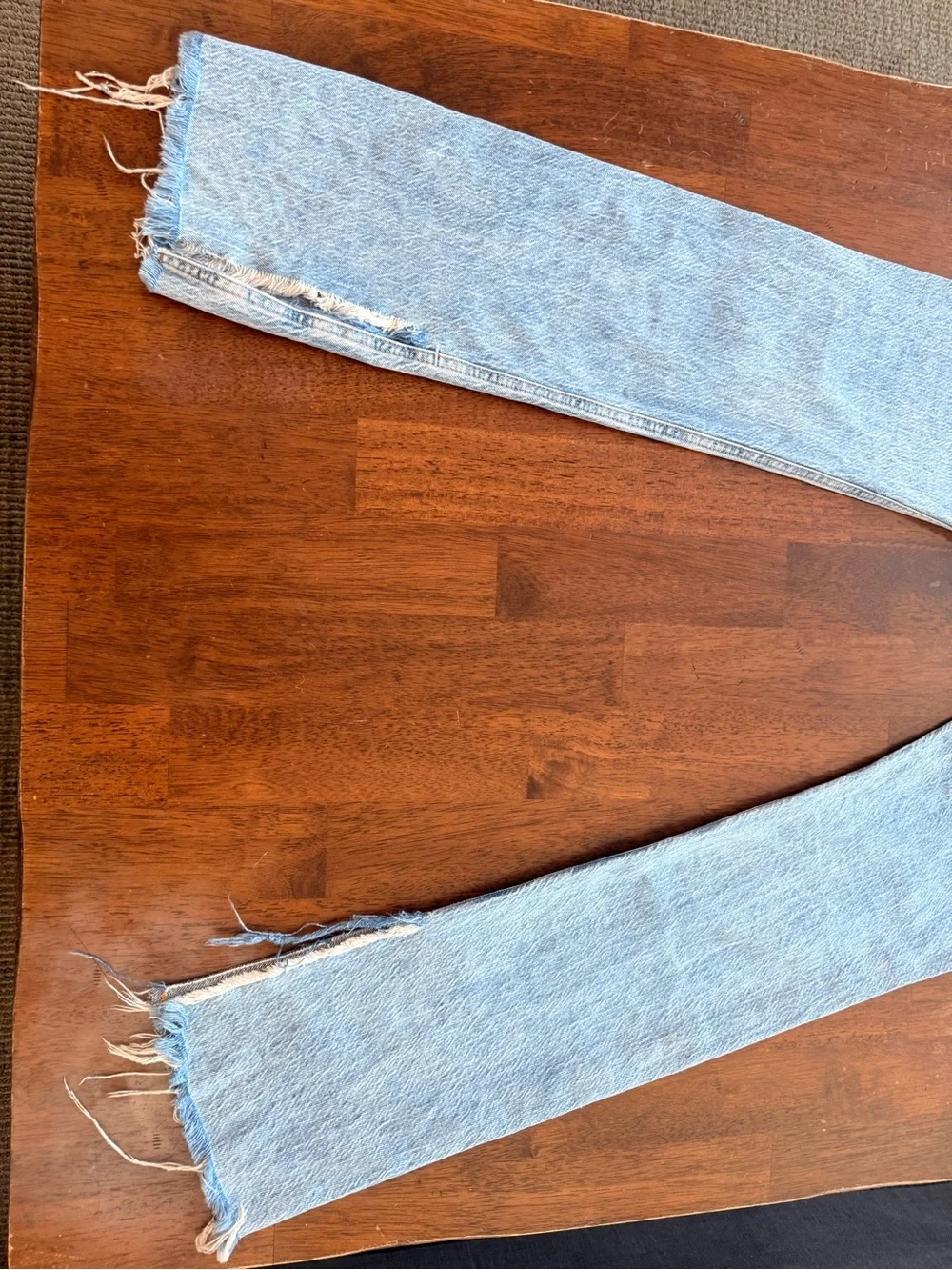 Zara Light Blue High-Rise Flare Jeans with Side Slit & Distressed Raw Hem Size 4 - Picture 10 of 11